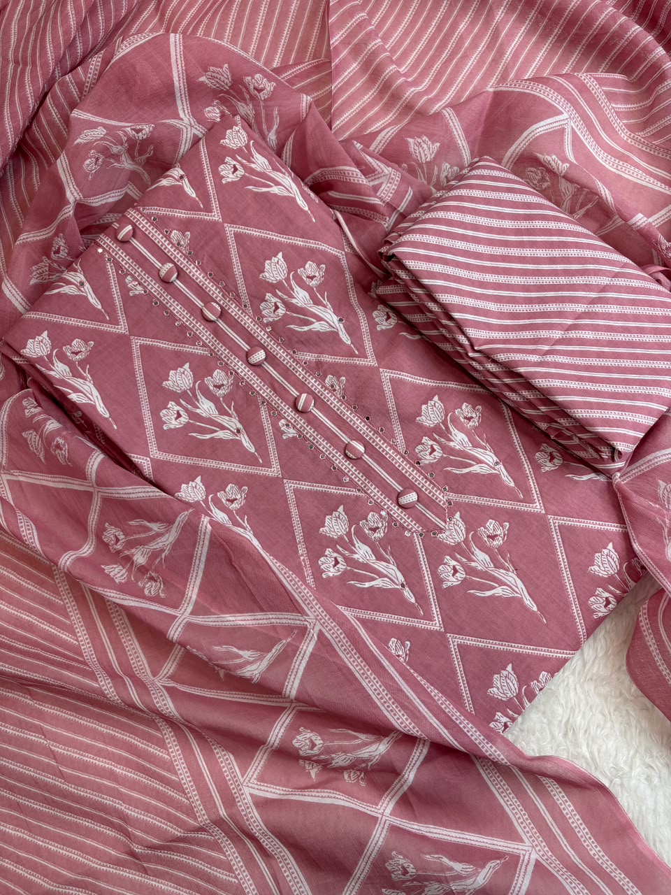 Dusty Rose Floral Printed Suit Set