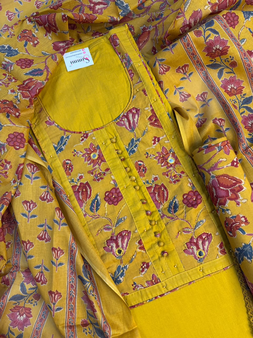 Mustard Yellow Floral Printed Suit Set